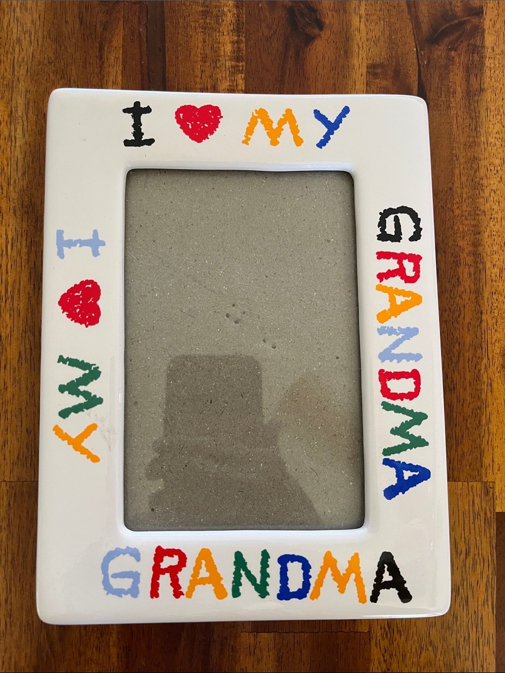 Vtg ‘I Love My Grandma’ Colorful Ceramic Picture Frame Holds 4x6 Photo